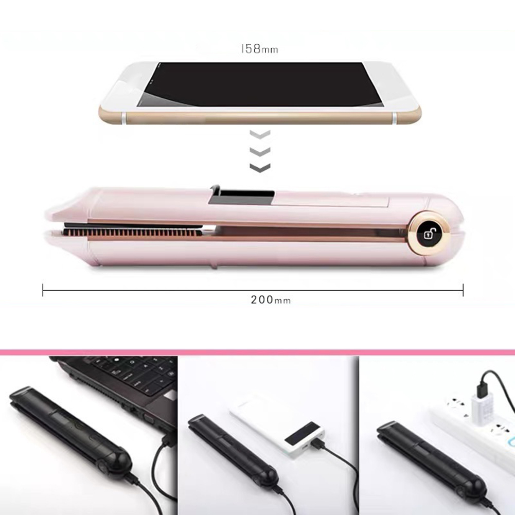 Hair Straighteners Cordless Mini Hair Straightener Curler Hair Fast Warm-up Thermal Hair Flat Iron Straightener Cordless Curler Home Hairdressing 2306