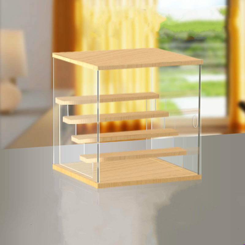 Storage Bags 24 Tier Riser Display Stand Case Led Light Clear Acrylic Showcase Wooden Shelves Box Figure Perfume Displaying 230625