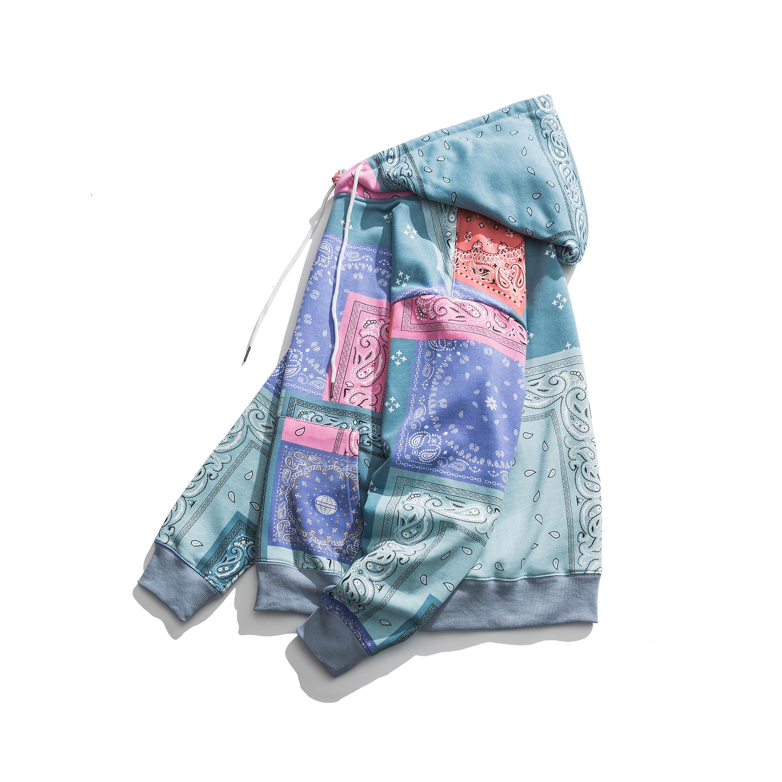 Bandana Patchwork Hoodies Sweatshirts Streetwear Autumn Mens Hip Hop Casual Hooded Pullover Hoodie Harajuku Tops WY086 201113