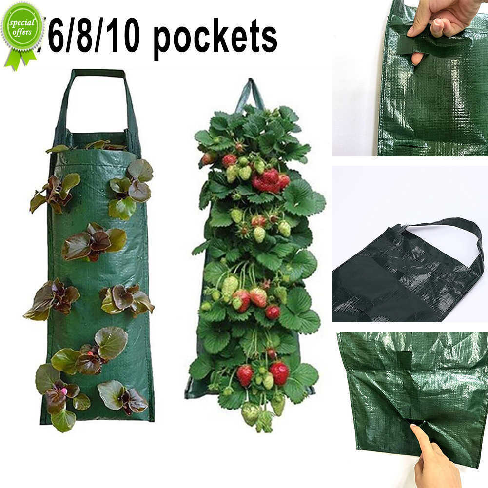 Wall Hanging Vertical Garden Strawberry Plant Grow Bags Plants Flower Tomato Growing Bag Hanging Vegetable Grow Bag 4/6/8Pockets