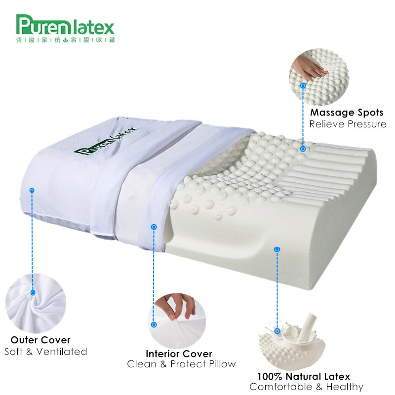 Pillow 55x35 Thailand Pure Natural Latex Remedial Neck Protect Vertebrae Health Care Orthopedic Slow Rebound 230626