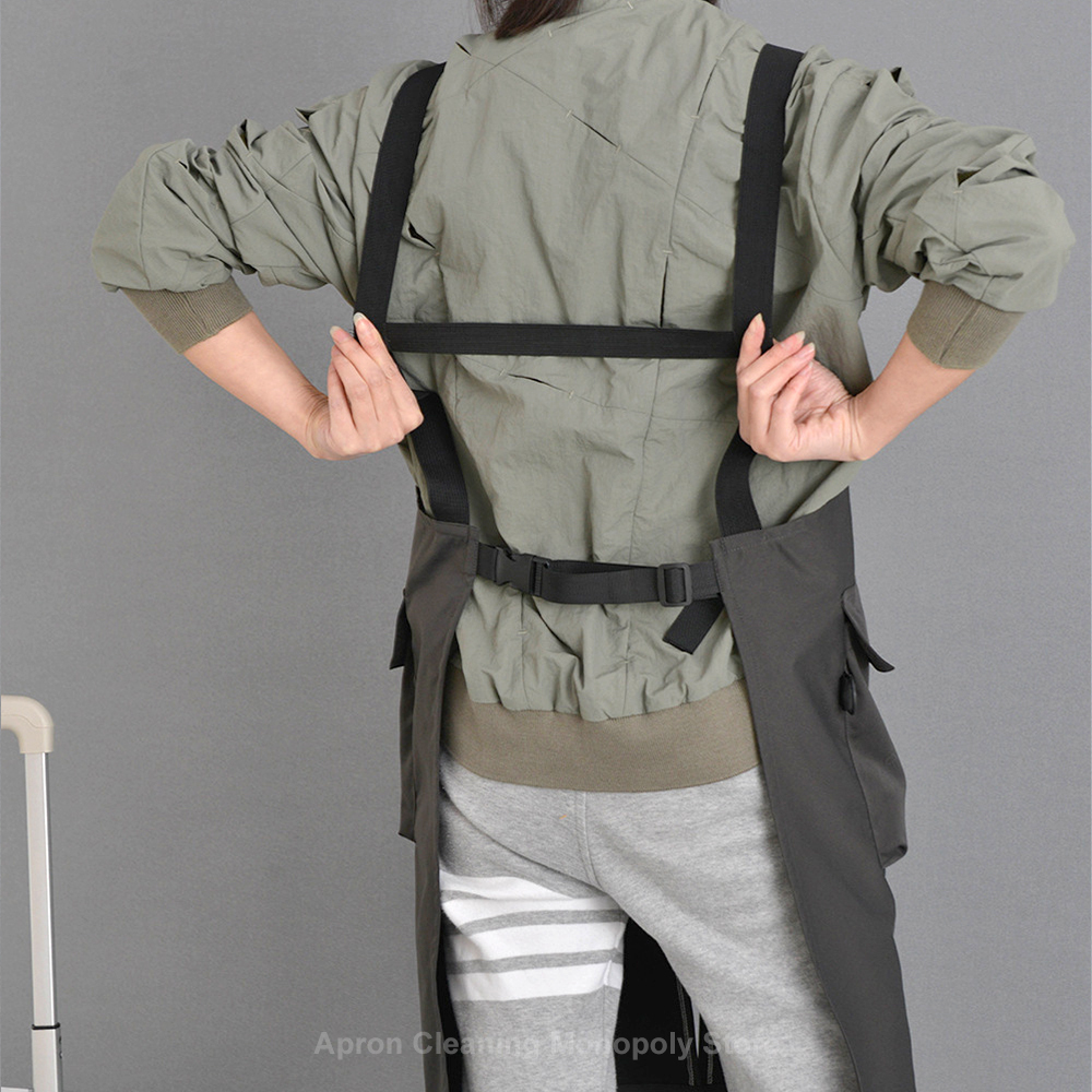 Aprons Split Apron Coffee Shop Restaurant Flower Shop Manicure Salon Overalls With Zipper Waterproof Clothing Kitchen Cleaning 230625