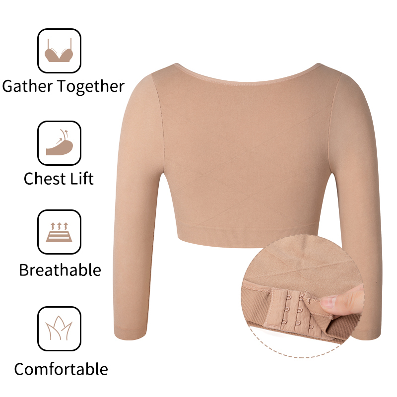Waist Tummy Shaper Upper Arm Shapers Compression Long Sleeves Women Arm Shapewear Humpback Posture Corrector Shoulder Breast Support Push Up Tops 2306