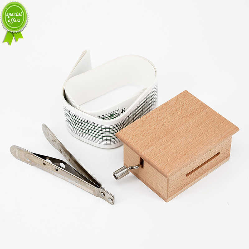 Hand-Cranked Music Box Wooden Box With Hole Puncher And Paper Tapes Creative Diy Log Color Can Compose Music Box Special Gifts