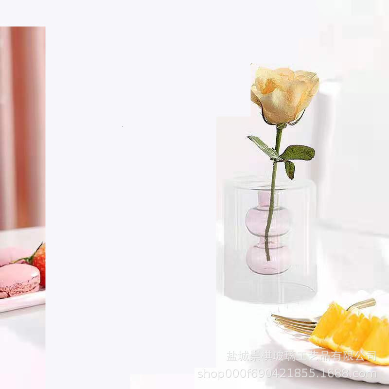 Vases Mustard Tall bubble Glass Vase 230625