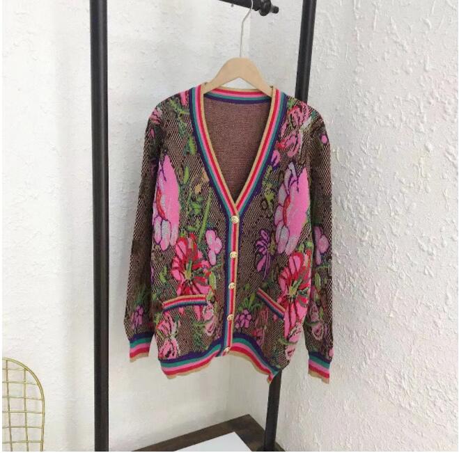 Designer Women Sweater V-Neck Single Breasted bee Cardigan Stylish Knitwear Lazy Highstreet Top