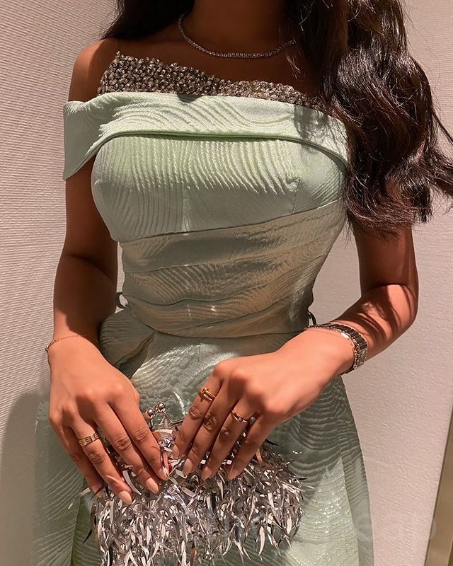 2023 April Aso Ebi Mint A-line Prom Dress Beaded Satin Evening Formal Party Second Reception Birthday Engagement Gowns Dresses Robe De Soiree ZJ5266