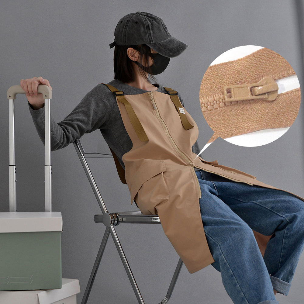 Aprons Split Apron Coffee Shop Restaurant Flower Shop Manicure Salon Overalls With Zipper Waterproof Clothing Kitchen Cleaning 230625