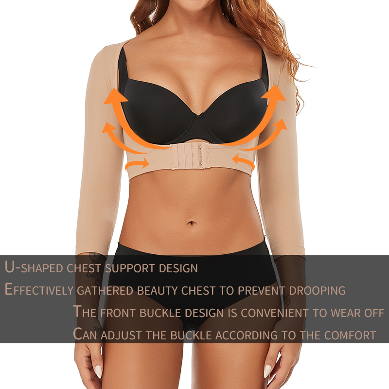 Waist Tummy Shaper Upper Arm Shapers Compression Long Sleeves Women Arm Shapewear Humpback Posture Corrector Shoulder Breast Support Push Up Tops 2306