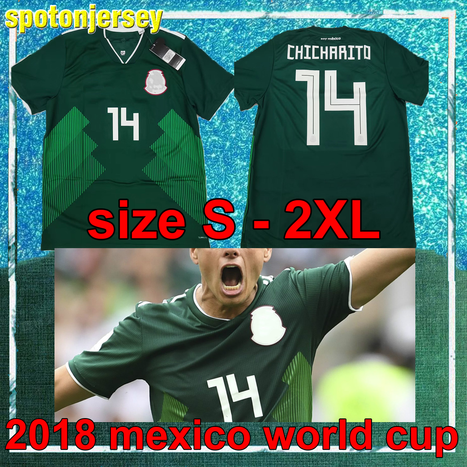 2018 world cup Mexico home green soccer jerseys CHICHARITO #14 men tops tee adult football shirts 2018 mexico home jersey 041578, 2018 home
2018 world cup Mexico home green soccer jerseys CHICHARITO #14 men tops tee adult football shirts 2018 mexico home jersey 041578, 2018 home