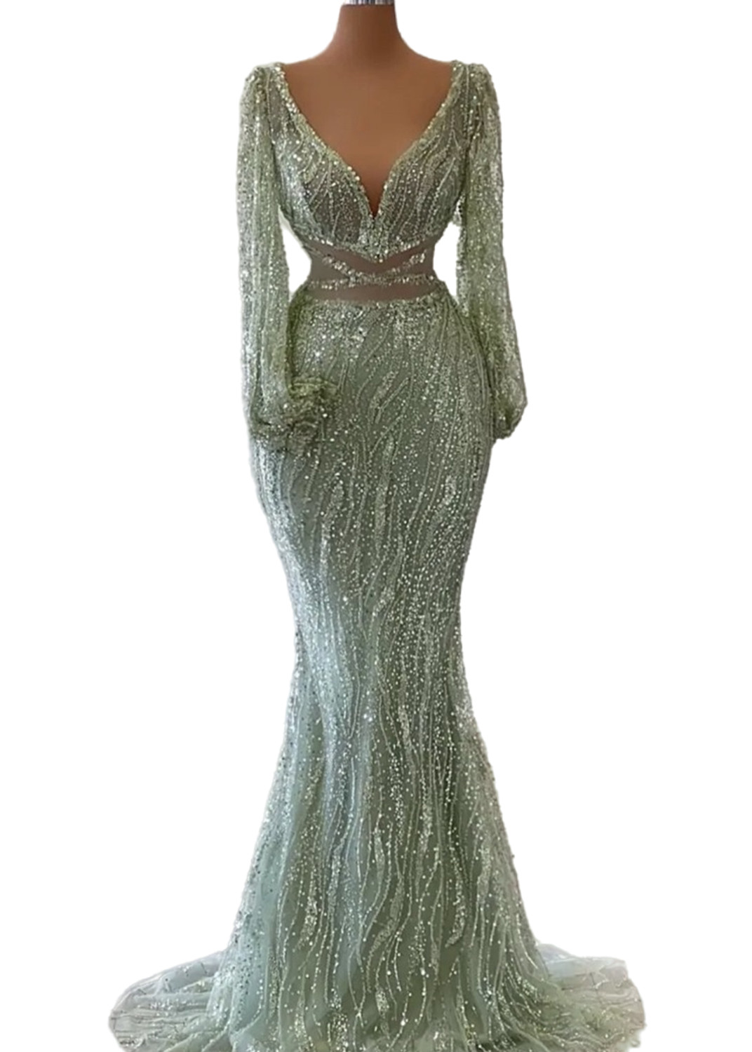 2023 Aso Ebi Mint Mermaid Prom Dress Sequined Lace Evening Formal Party Second Reception Birthday Bridesmaid Engagement Gowns Dresses Robe De Soiree Z