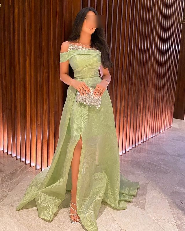 2023 April Aso Ebi Mint A-line Prom Dress Beaded Satin Evening Formal Party Second Reception Birthday Engagement Gowns Dresses Robe De Soiree ZJ5266