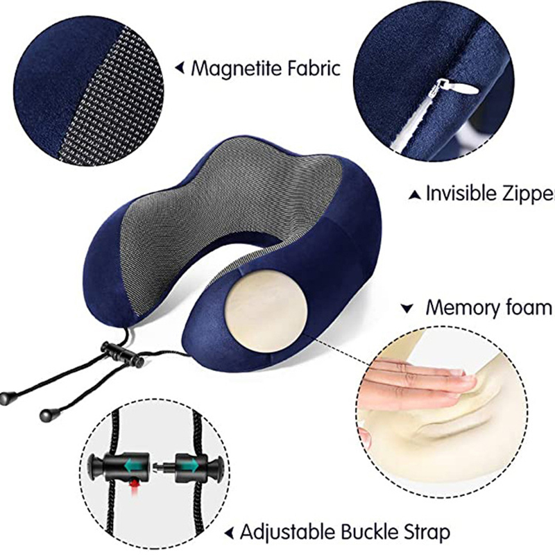 Pillow UShape Travel Pure Memory Foam Neck for Airplane Office Nap Cervical Pillows Flight Sleeping Head Support 230626