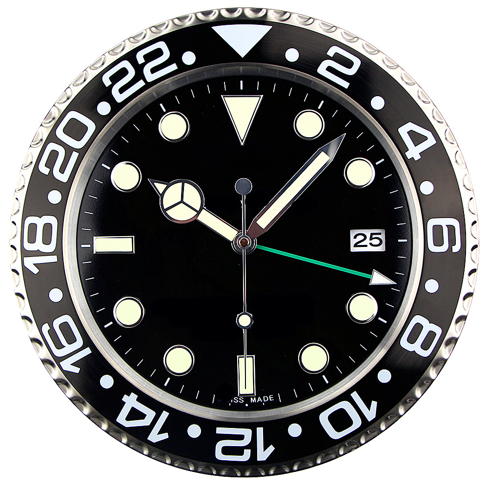 Wall Clocks Super Silent Clock Metal Modern Design Large Watch Home Stainless Steel Luminous The Date Will Work H250116OKHC