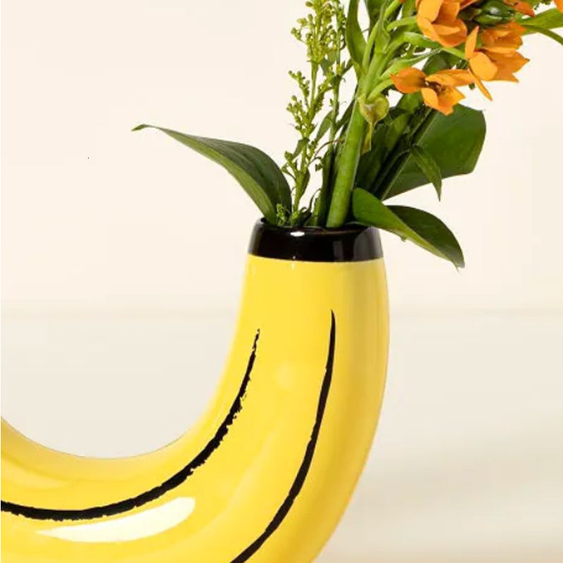 Vases Eclectic Unique Banana Resin Vase in Yellow wer Arrangements desktop vase living room home decoration 230625