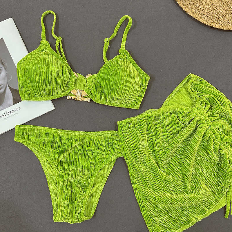 Wind INS Red Swimsuit Women's Three Piece Set Sexy Bikini Split European and American Three Point Spicy Girl Vacation Swimsuit 2O, Green (three piece set)
Wind INS Red Swimsuit Women's Three Piece Set Sexy Bikini Split European and American Three Point Spicy Girl Vacation Swimsuit 2O, Green (three piece set)