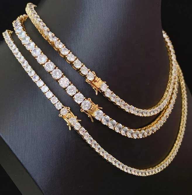 Bling Sparking Gold Plated Tennis Chain Charm Necklace Jewelry Sexy Iced Out Vvs Moissanite Diamond 925 Silver Tennis Chain
Bling Sparking Gold Plated Tennis Chain Charm Necklace Jewelry Sexy Iced Out Vvs Moissanite Diamond 925 Silver Tennis Chain