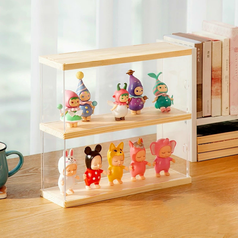 Storage Bags 24 Tier Riser Display Stand Case Led Light Clear Acrylic Showcase Wooden Shelves Box Figure Perfume Displaying 230625