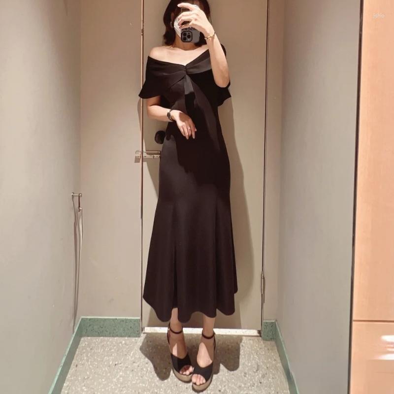 Casual Dresses Neploe Backless Cross Lace Up High Wasit Robe Japanese V-neck Ruffles Slim Fit Solid Color Mermaid Vestidos