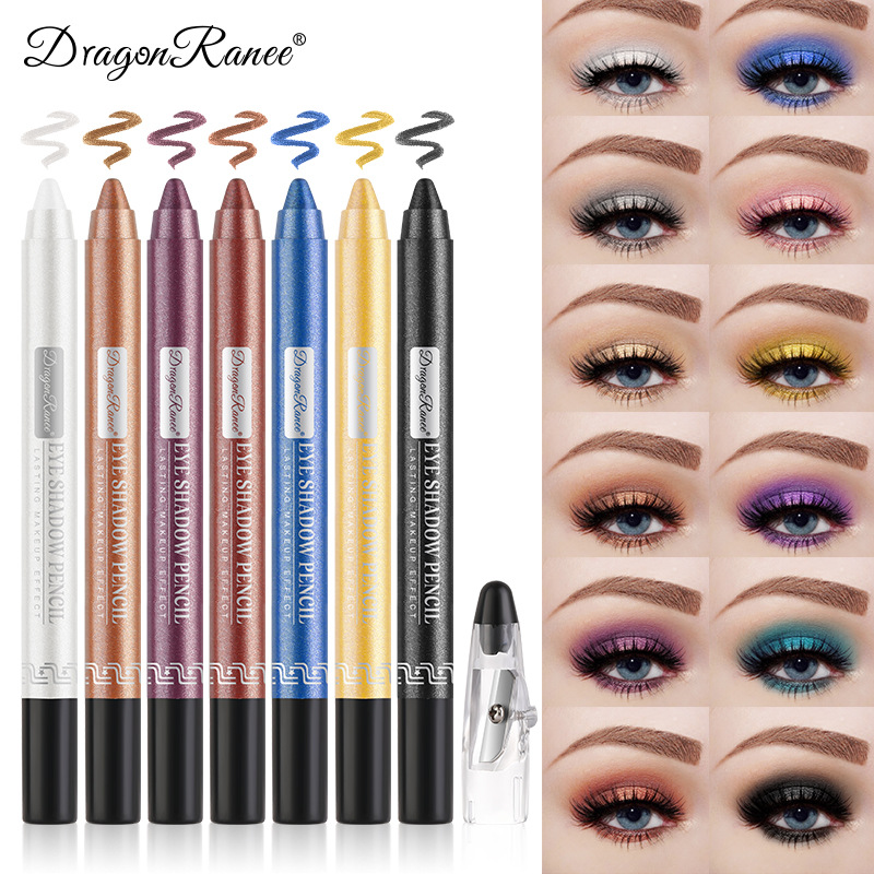 

Dragon Ranee 12 Colors Eyeshadow Pencil Lying Silkworm Pen Pearlescent Long Lasting Shimmer Glitter Eye Shodow, Mixed send