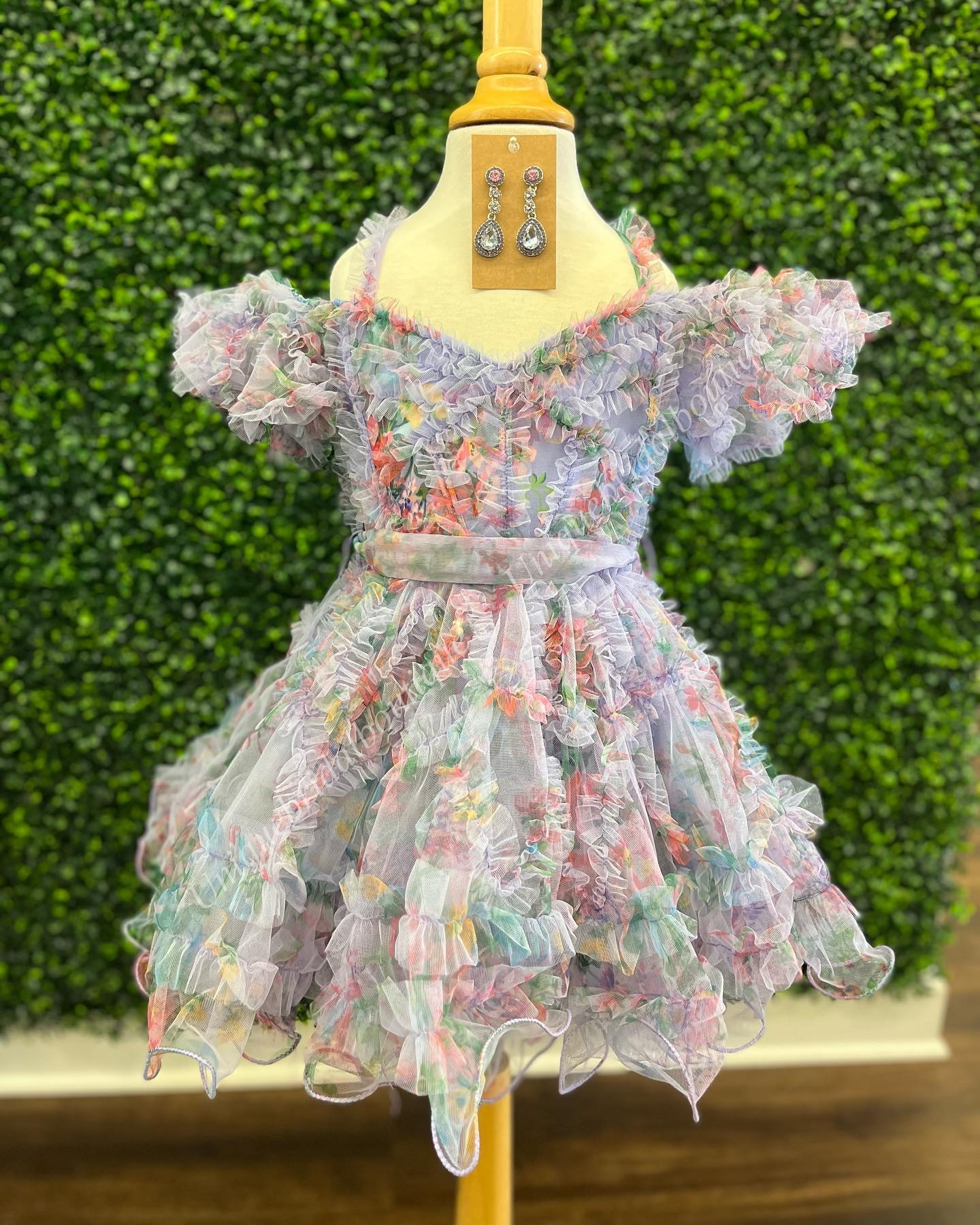 Print Floral Girl Pageant Dress 2025 Ruffed Ballon Sleeves Little Kid Birthday Cocktail Formal Party Gown Infant Toddler Teens Preteen Tiny Young Juni