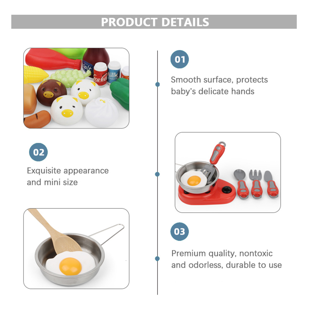 Kitchens Play Food 42 PCS Pretend Play Kitchen Toy Children Chef Role Playset Cooking Set Educational Gift for Toddlers Kids Girls Boys 230626