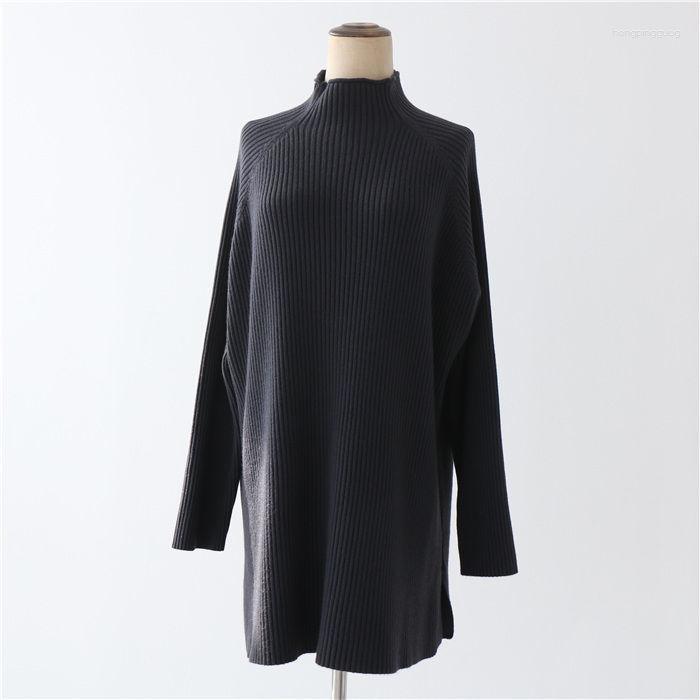 Elegant Turtleneck Sweater For Women - Autumn Winter Solid Color Long Knit Pullover, Loose Office Outwear Top