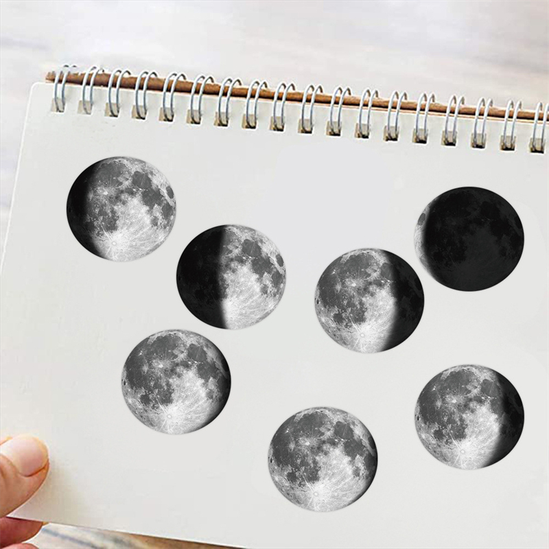 50Pcs Black and White Moon Phase Stickers Moon Lunar Surface Graffiti Kids Toy Skateboard Car Motorcycle Bicycle Sticker Decals
