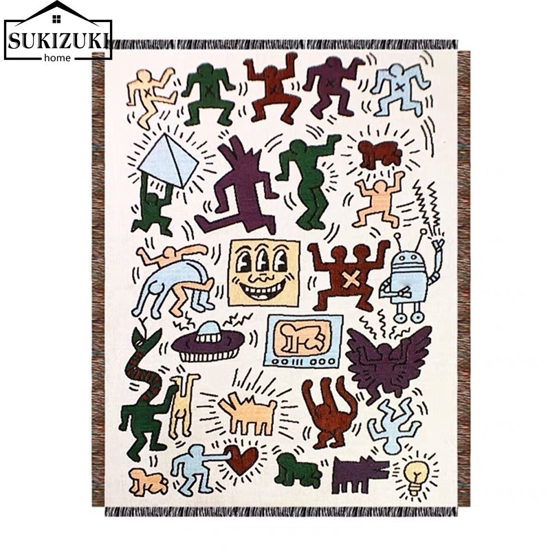 Tapestries American Graffiti Master Keith haring Illustrated single person sofa Blanket Air Conditioning Leisure Cover Blanket Tapestry 230626