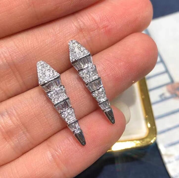 Choucong Brand Stud Earrings Luxury Jewelry 925 Sterling Silver Princess Cut White 5A Cubic Zircon Party Women Snake Earring for Lover Gift