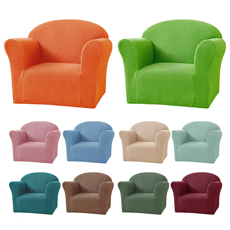 Chair Covers 1 Seat Children Mini Cover Stretch Slipcover Couch Size Armchair Case Soft Solid Color Elastic Sofa 230626