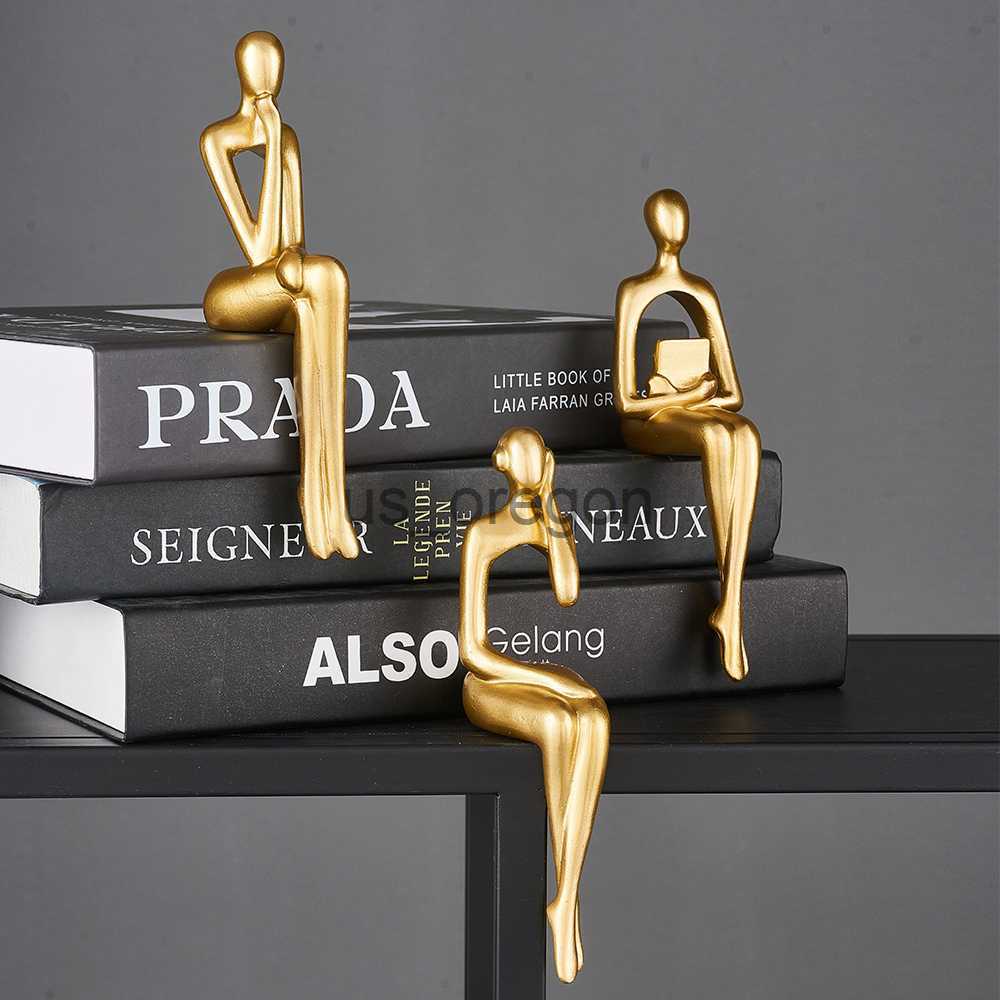 Decorative Objects Figurines Nordic Home Decoration Accessories Resin Abstract Thinker Statue Bookshelf Sculpture Living Room Decoration Figurines for