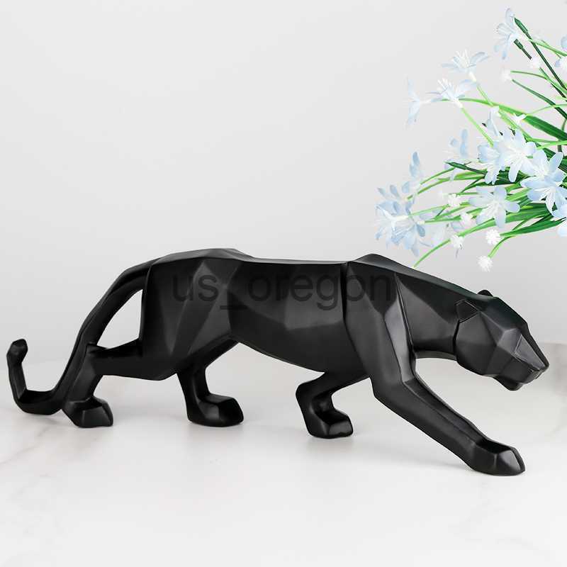 Decorative Objects Figurines Black panther animal statue Resin abstract Geometric Style Decor Crafts Modern home livingroom office desktop Sculpture O