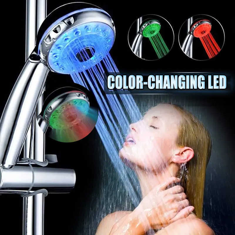 Bathroom Shower Heads Mode Color Led Shower Head Light Sprinkler Adjustable Temperature Sensor Bath Sprinkler Colorful Flash Bathroom Shower Head L260