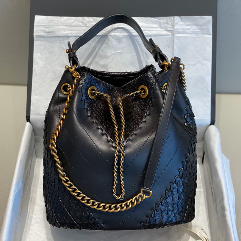 10A Top Quality Designer Bags Snakeskin Is Hand-woven with Cowhide Women Handbags Bucket, Black caviar leather
10A Top Quality Designer Bags Snakeskin Is Hand-woven with Cowhide Women Handbags Bucket, Black caviar leather