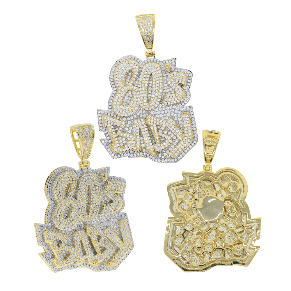80s baby letter Pendant Necklace for womens Mens two color 5A Cubic Zircon Paved Hip Hop gift Jewelry