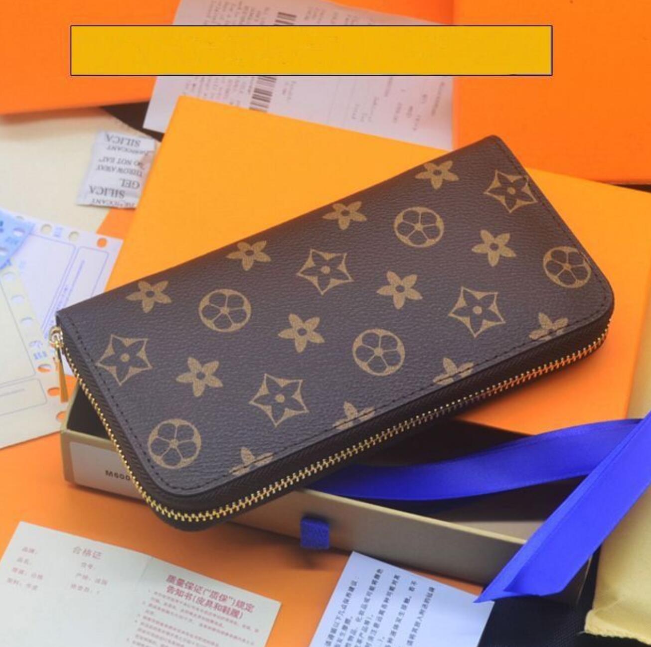 Single zipper WALLET the most stylish way to carry around money cards and coins men leather purse card holder long business women wallet Dust bag with box