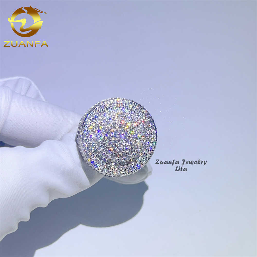 Custom Big Hip Hop Rapper 925 Sterling Silver Vvs Moissanite Iced Out Men Diamond Ring