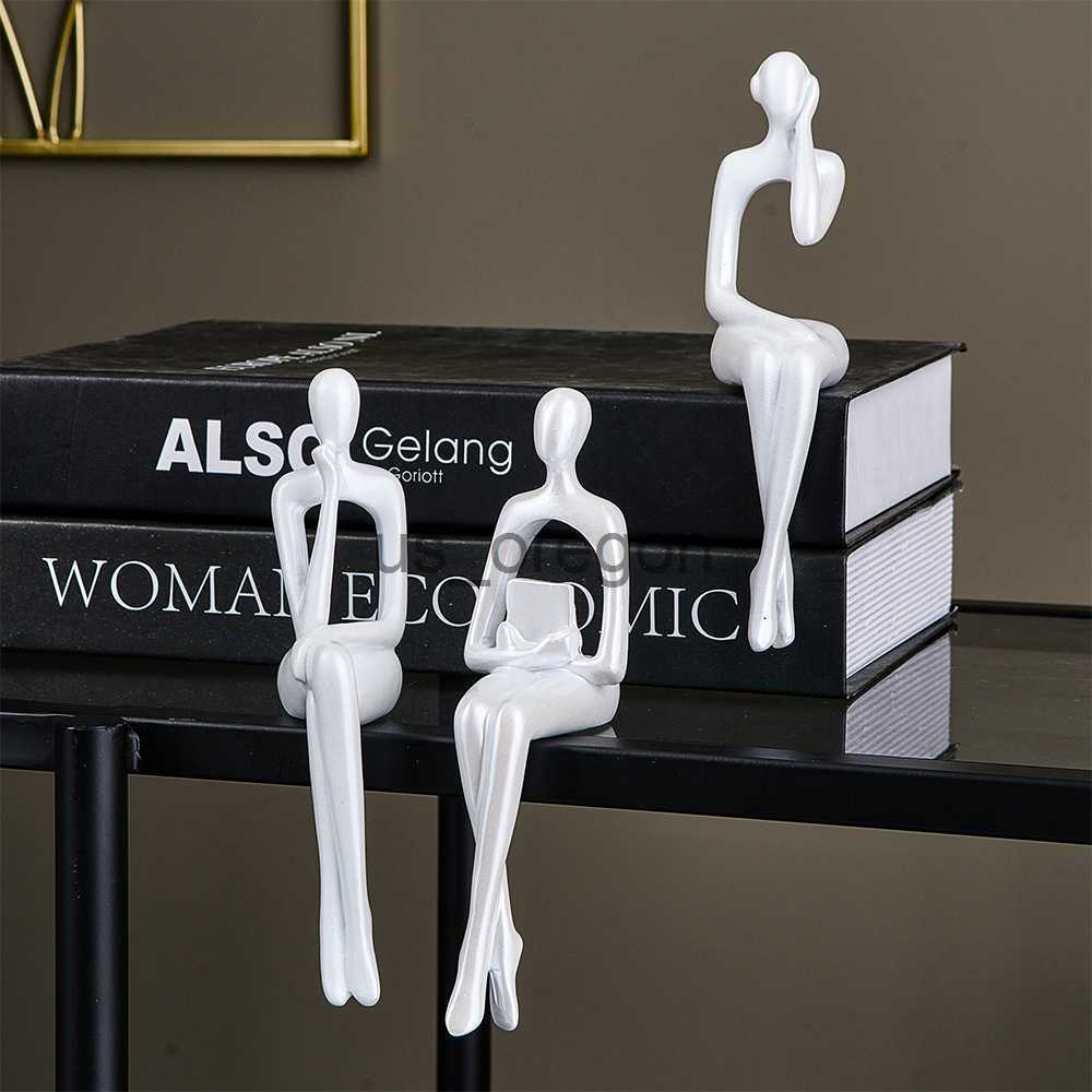 Decorative Objects Figurines Nordic Home Decoration Accessories Resin Abstract Thinker Statue Bookshelf Sculpture Living Room Decoration Figurines for