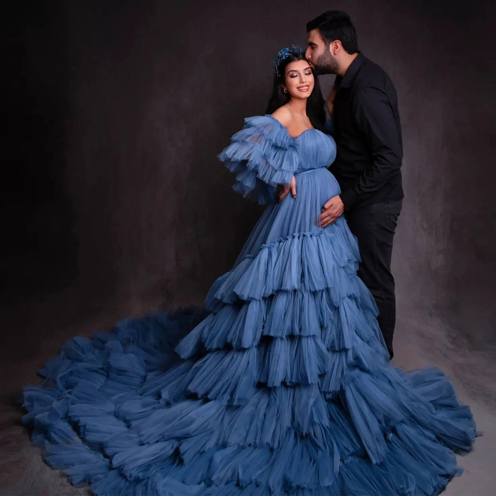 Fluffy Tiered Tulle Maternity Party Dress Photoshoot Front Split Layered Mesh Sweetheart Photography Dresses for Pregnant Woman Custom Made, Champagne
Fluffy Tiered Tulle Maternity Party Dress Photoshoot Front Split Layered Mesh Sweetheart Photography Dresses for Pregnant Woman Custom Made, Champagne