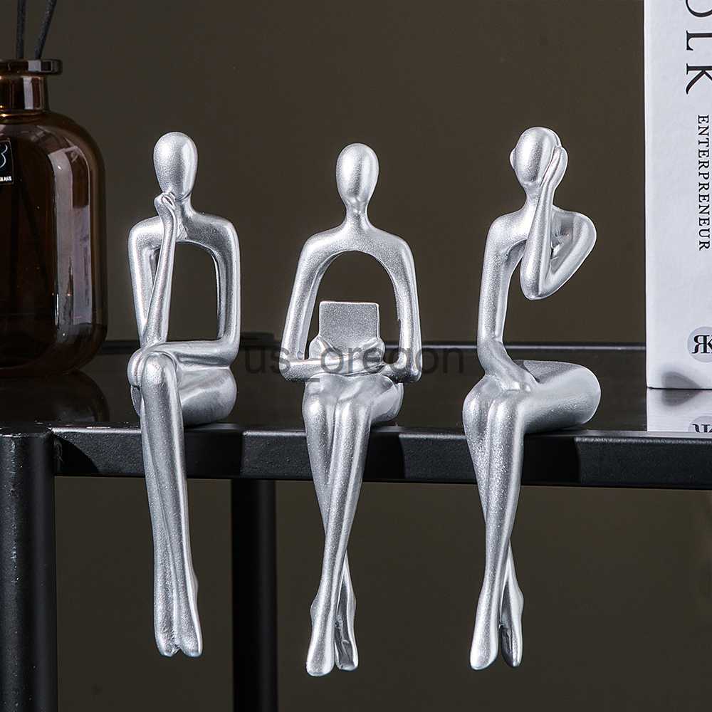 Decorative Objects Figurines Nordic Home Decoration Accessories Resin Abstract Thinker Statue Bookshelf Sculpture Living Room Decoration Figurines for