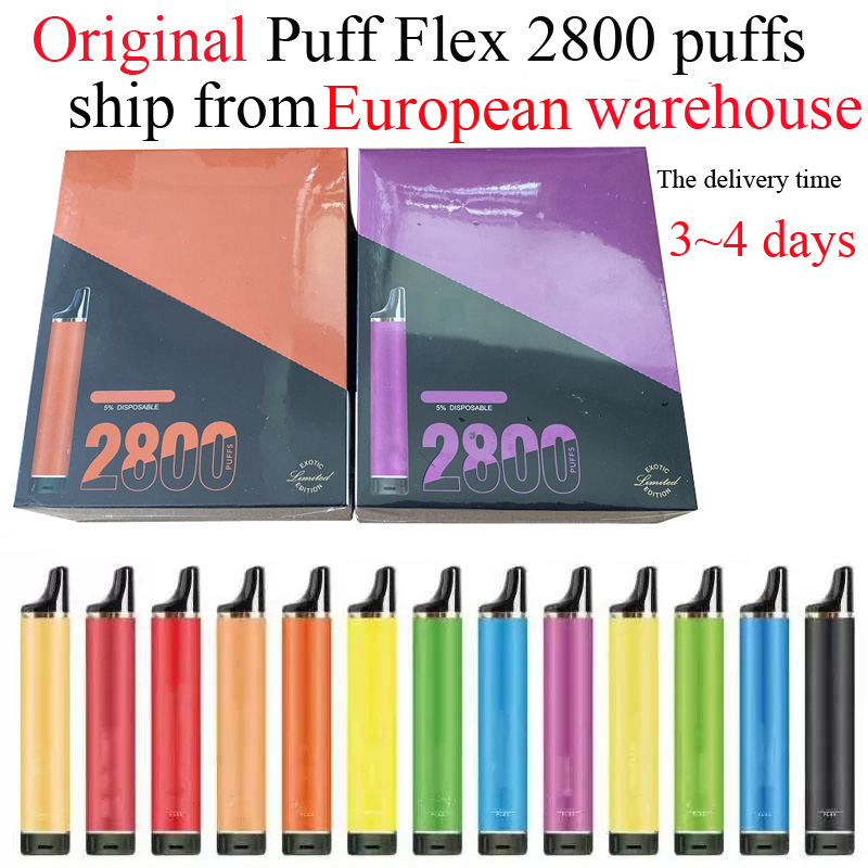 Puff Flex Disposable cigarette Vape Pen With 850mAh Battery 8ml Cartridge 2800 Puffs Bars Vapor device 25 colors European warehouse ship out
Puff Flex Disposable cigarette Vape Pen With 850mAh Battery 8ml Cartridge 2800 Puffs Bars Vapor device 25 colors European warehouse ship out