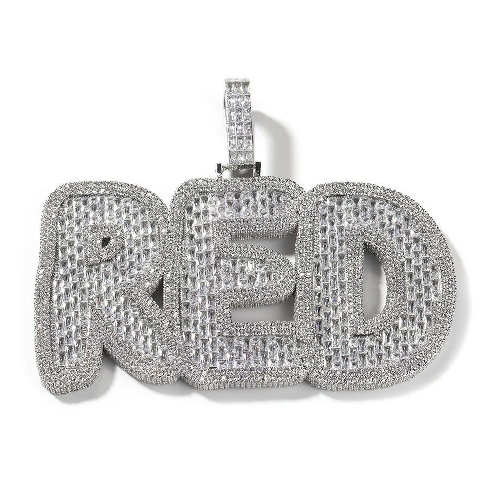 Hip Hop Retro 0-9 A-Z Letters Pendants Necklace Full Zircon Jewelry Cool Men Gift