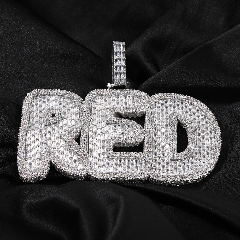 Hip Hop Retro 0-9 A-Z Letters Pendants Necklace Full Zircon Jewelry Cool Men Gift