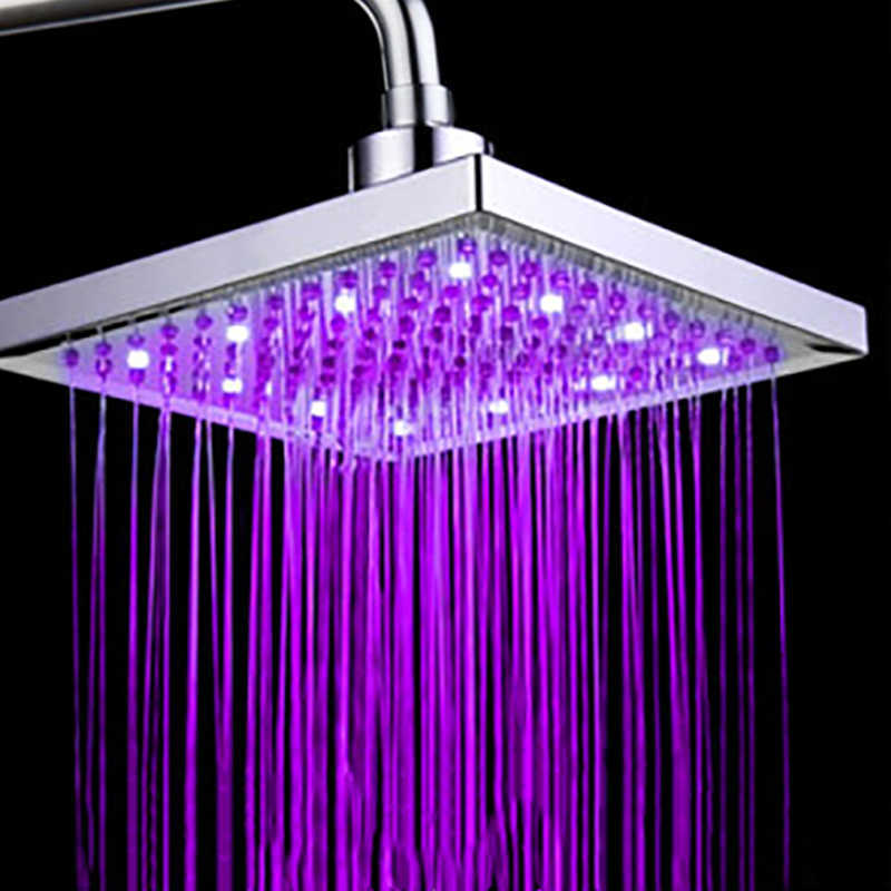 Bathroom Shower Heads Inch Stainless LED Waterfall Shower Head Bathroom Square 20cm Big Panel Rainfall Showerhead Ceiling Mounted R230627