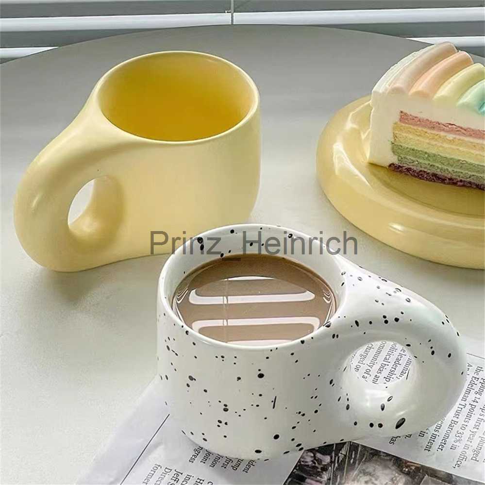 Mugs INS Nordic Fat Handle Creative Ceramic Mug Home Breakfast Tea Milk Drinkware Gift Lovely Couple Cup Caneca Termica Coffee Cups J230627