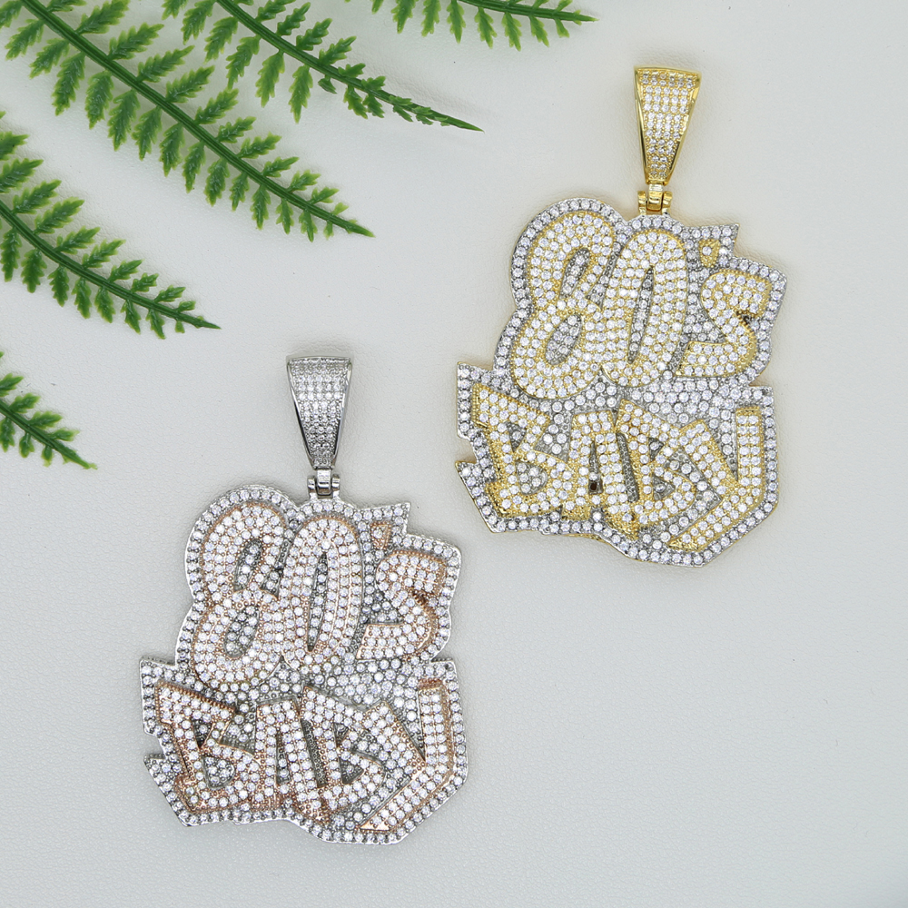 80s baby letter Pendant Necklace for womens Mens two color 5A Cubic Zircon Paved Hip Hop gift Jewelry