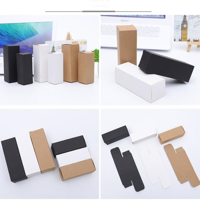 100pcs White Black Kraft Paper Tube Cardboard Boxes Essential Oil Bottle Packaging Blank Cosmetic Storage Box CX220323