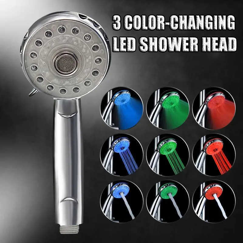 Bathroom Shower Heads Mode Color Led Shower Head Light Sprinkler Adjustable Temperature Sensor Bath Sprinkler Colorful Flash Bathroom Shower Head L260