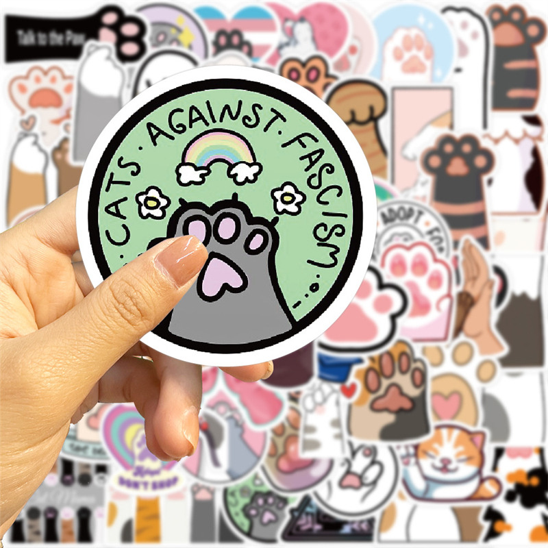 61Pcs Cute Cat Paw Stickers Kitty Paws Graffiti Stickers for DIY Luggage Laptop Skateboard Motorcycle Bicycle Stickers